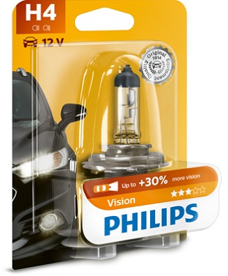 Лампа галогенная H4 12V 60/55W PREMIUM +30%