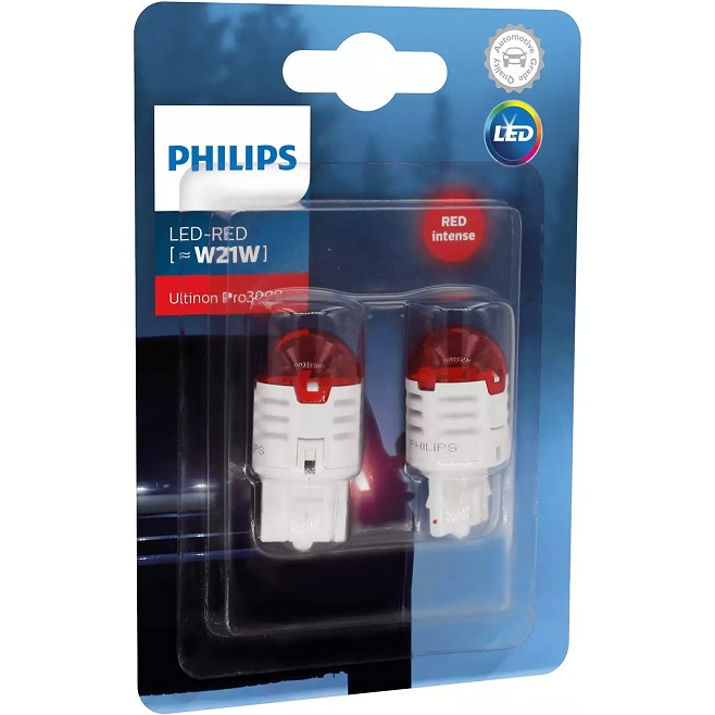 Лампа светодиодная комплект W21W RED 12V 1.75W ULTINON PRO3000