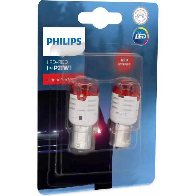 Лампа светодиодная комплект P21W RED 12V 1.75W  ULTINON PRO3000
