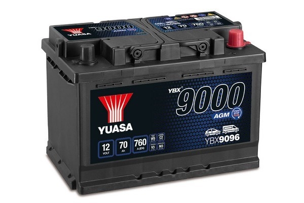 Батарея акумуляторна YBX 9000 AGM 12V 70AH 760А(EN) R+ Європа