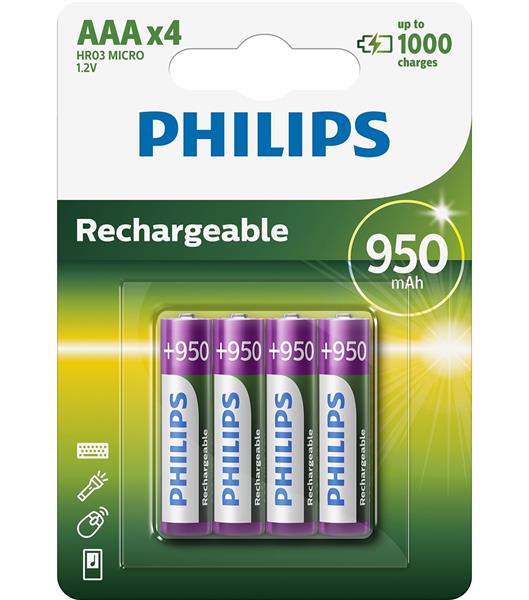 Батарейка циліндрична перезаряджається R03/AAA 950 MAH [NI-MH] MULTILIFE 1.2V, 4 шт.