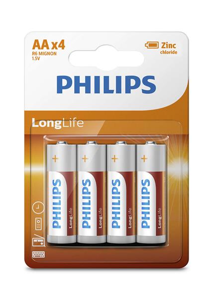 Батарейка циліндрична R6/AA LONGLIFE 1.5V, 4 шт.
