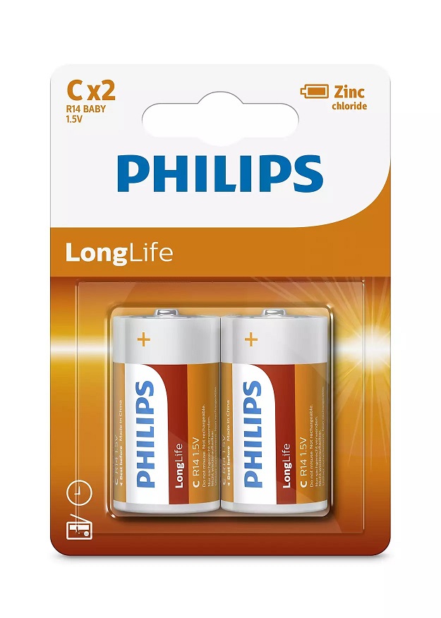 Батарейка циліндрична R14/C LONGLIFE C 1.5V, 2 шт.