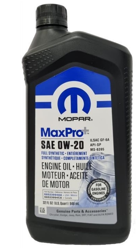 Моторна олива Mopar MaxPro+ 0W-20, 0,946 л.