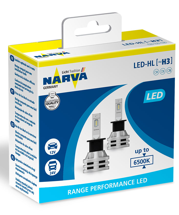 Лампа светодиодная комплект H3 6500K 19W 12/24V Range Performance LED