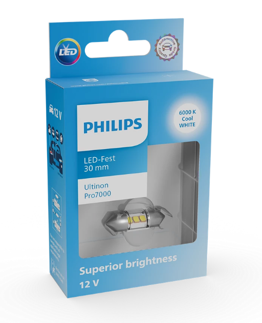Лампа світлодіодна Festoon 30 mm White 12V 1W 6000K Ultinon Pro7000
