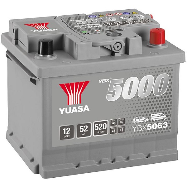 Батарея акумуляторна YBX 5000 12V 52АH 520А(EN) R+ Європа